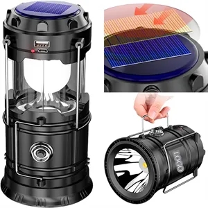 Folding Portable LED Horse Lantern Camping Solar USB
