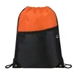 Two-Tone Drawstring Backpack With Front Zipper | https://www.bestnamebadges.com
