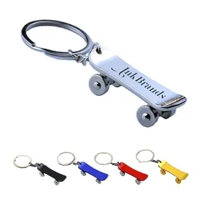 Skateboard Shape Metal Keychain