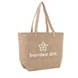 Jute Tote Bag With Leather Handles | https://www.bestnamebadges.com
