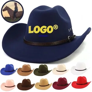Unisex Classic Western Cowboy Men Felt Wide Brim Hats