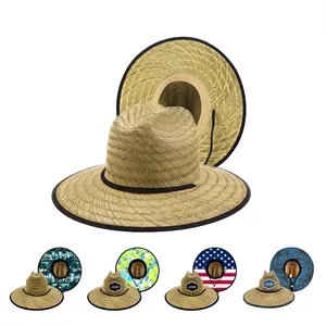Outdoor Hollow Straw Large Brim Beach Lifeguard Hat