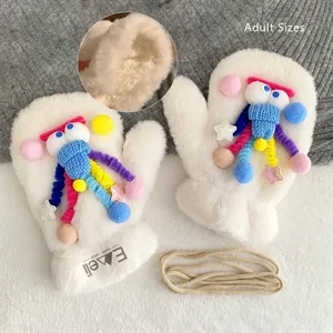 Cute Quirky Plush Gloves Girls Winter Warm Padded Thickened