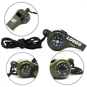 3 In 1 Emergency Survival Whistle With Compass Thermometer