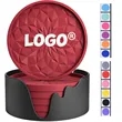 6-Pack Silicone Coaster With Holder Round Non-Slip Non-Stick | https://www.bestnamebadges.com