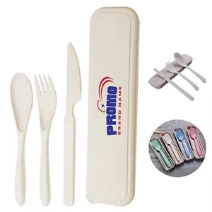 Travel Portable Anti-Crushed Wheat Cutlery Three-Piece Set