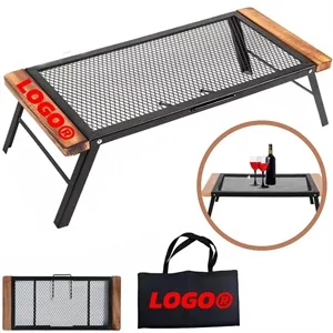 Foldable Wooden Mesh Camping Table