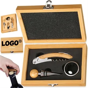 Square Exquisite Wooden Wine Bottle Opener Gift Box Set