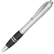 Silver Accent Plastic Pen w/ Rubber Grips & Colorful barrel | https://www.bestnamebadges.com