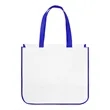 Full Color Laminated Curved Bottom Shopping Tote Bag | https://www.bestnamebadges.com