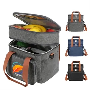 Custom Double Deck Lunch Bag With Shoulder Strap