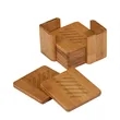 Bamboo Square 6-Coaster Set with Holder | https://www.bestnamebadges.com