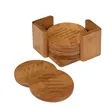Bamboo Round 6-Coaster Set with Holder | https://www.bestnamebadges.com