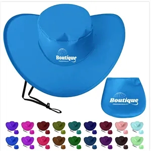 Folding Cowboy Hat with Pouch Polyester One Size Bucket Cap