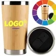 Stainless Steel Bamboo Travel Mug wih Lid | https://www.bestnamebadges.com