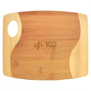 13 3/4" x 11" Bamboo Two Tone Cutting Board w/ Handle