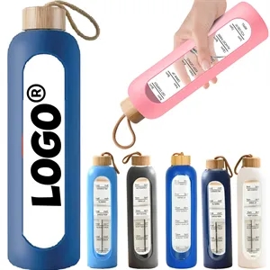 34oz Glass Water Bottle With Silicone Sleeve