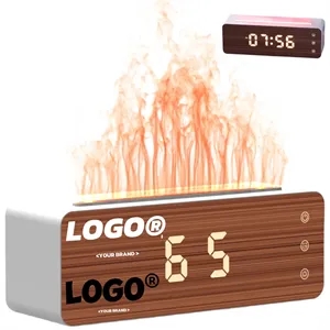 Colorful Simulated Wood Grain Clock Flame Humidifier