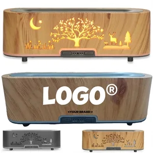 Wood Grain Hollow Essential Oil Flame Humidifier