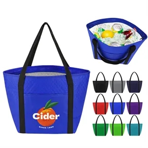 Reusable Zippered Cooler Tote With Front Pocket
