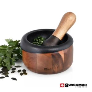 AdHoc® CRUSH Mortar & Pestle - Acacia | https://www.bestnamebadges.com