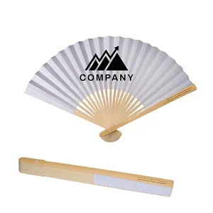 9" Custom Printing DIY Foldable Handheld Bamboo Paper Fan