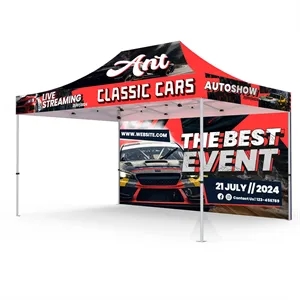 10' X 15' Tent w/ Full Color Canopy And Back Wall