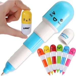 Creative Pill Capsule Shape Retractable Ballpoint Pen