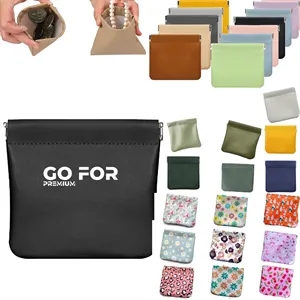 Leather Squeeze Coin Purse Pouch Change Holder