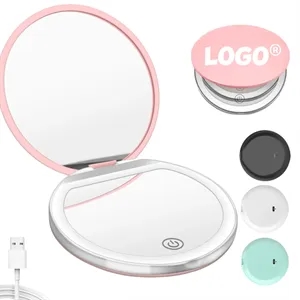 LED rechargeable light round mirror Compact