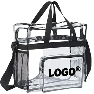 Clear Pvc Zipper Tote Bag Crossbody Adjustable Longer Strap
