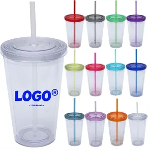 16OZ Classic Transparent Insulated Double Wall Tumbler Cup