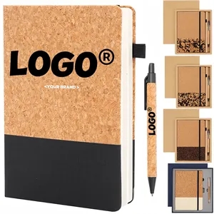 Eco Friendly Cork Gift Soft Wood Notebook Set with Pen