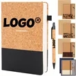 Eco Friendly Cork Gift Soft Wood Notebook Set with Pen | https://www.bestnamebadges.com
