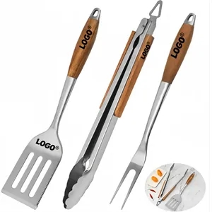 Three Piece BBQ Grilling Tool Set Stainless Steel 