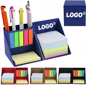 Foldable Colorful Sticky Notes Box With Pen Holder In Stock