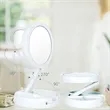 Round Folding LED Outdoor Indoor Makeup Mirror Plug In | https://www.bestnamebadges.com