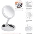 Round Folding LED Outdoor Indoor Makeup Mirror Plug In | https://www.bestnamebadges.com