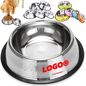 Non Slip Stainless Steel Bowl Pet Feeder Water Basin