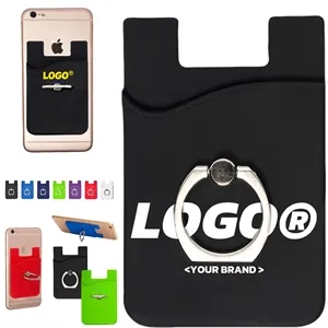 Silicone Phone Wallet Card Holder with Ring Stand