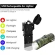 Waterproof Windproof Arc Lighter with Flashlight & Compass | https://www.bestnamebadges.com