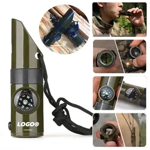7 in 1 Outdoor Whistl Magnifying Glass Compass Led Light