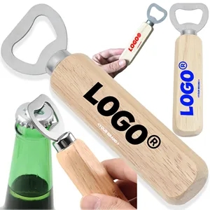 om Wooden handle Stainless Steel Beer Bottle Opener