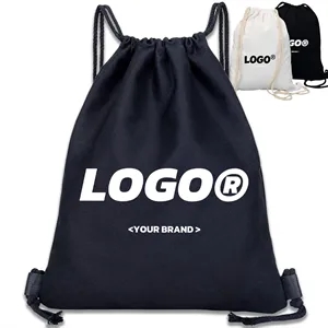 Blank Cotton Canvas Drawstring Bags Storage Backpack 