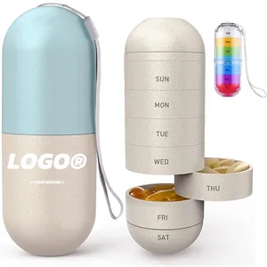 Grain Fiber Pill Organizer Waterproof Portable Travel