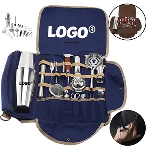 Portable Bar Tools Bartender Travel Storage Bag Shaker Set