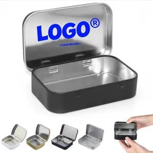 Mini Portable Metal Rectangular Storage Hinged Tins Boxes