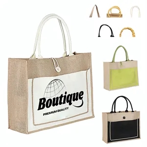 Jute Laminated Purse Gift Shopping Coarse Linen Handbag