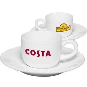 2.5 oz. Porcelain Coffee Cups with Saucer | https://www.bestnamebadges.com