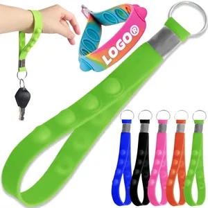 Push Pop Stress Reliever Keychain Silicone Wrist Strap